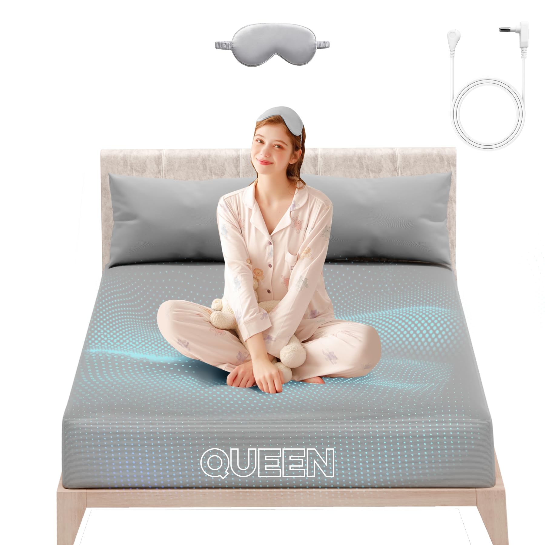 QIICMER Grounding Sheets Grounding Sheets Queen For Better Help Sleep Grounding Sheet With Grounding Cord Soft Grounding Fitted Sheets Earthing