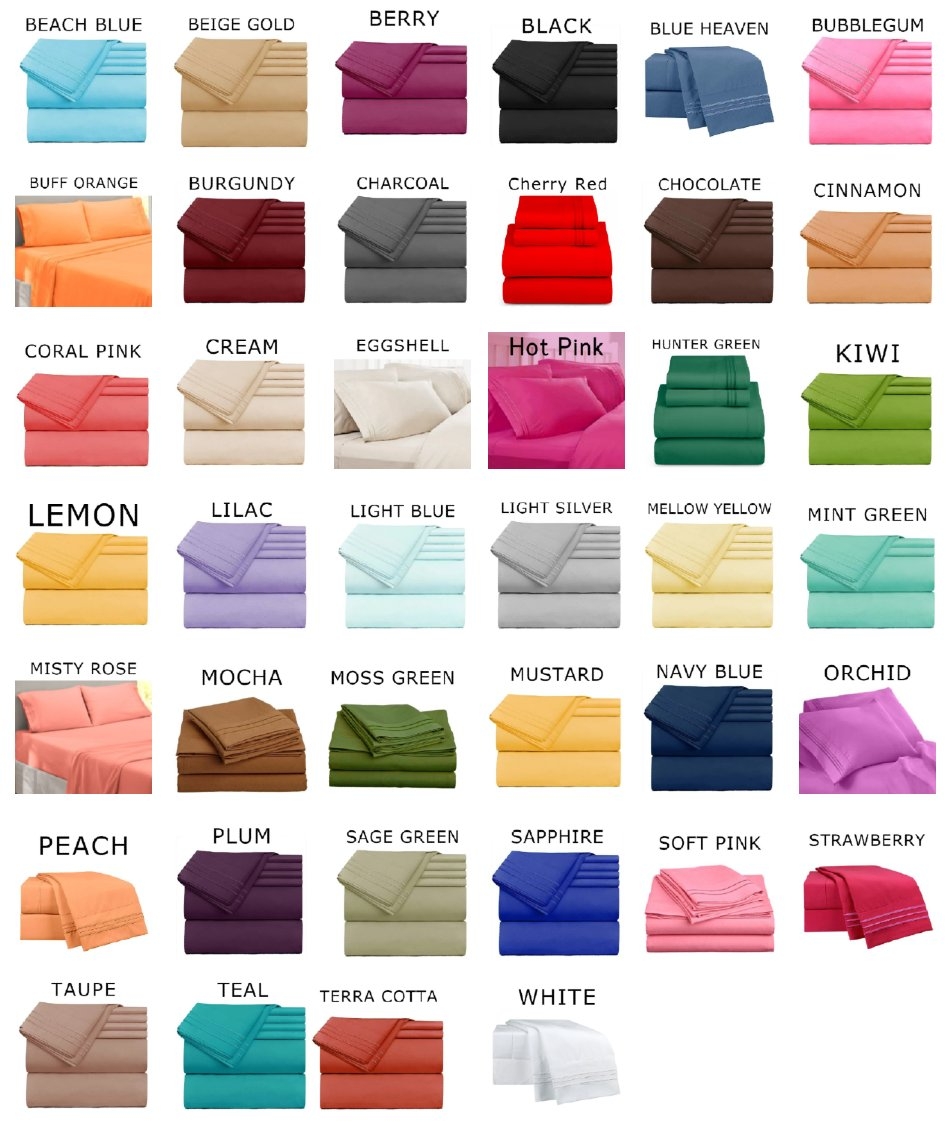 bed sheet color chart