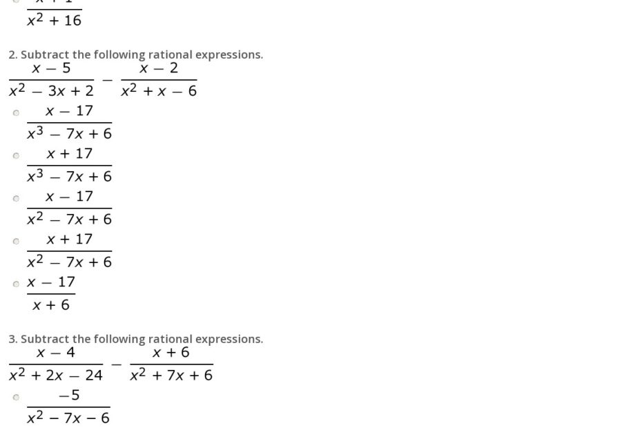 Quiz U0026 Worksheet Adding U0026 Subtracting Rational Expressions