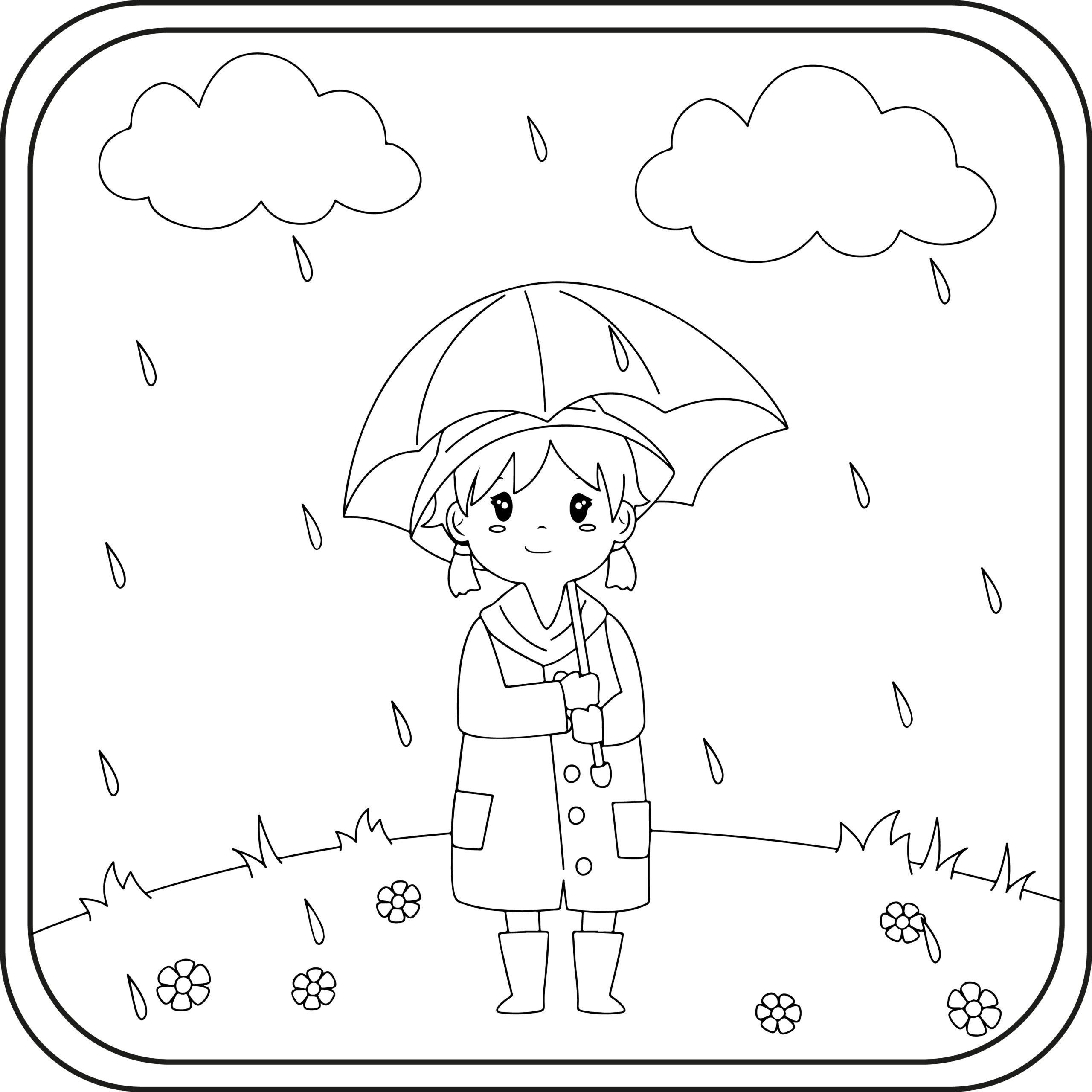 Rain Coloring Pages Preschool Kindergarten First Grade Made 