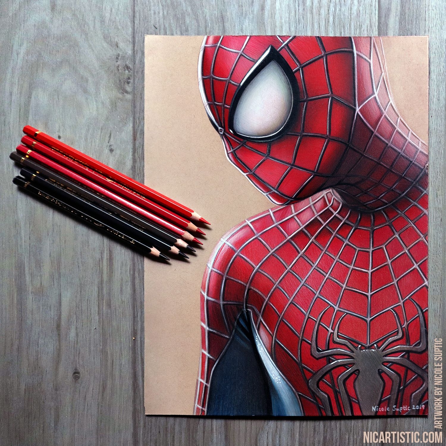 Realistic Colored Pencil Drawing Of The Amazing Spider Man