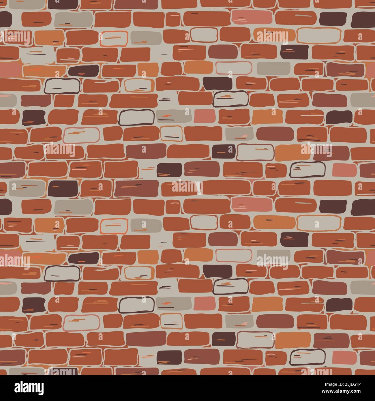 Realistic Masonry Seamless Pattern Vector The Wall Is Brick Red Brown Orange Gray Flat Illustration Freehand Drawing Stock Vector Image U0026 Art Alamy