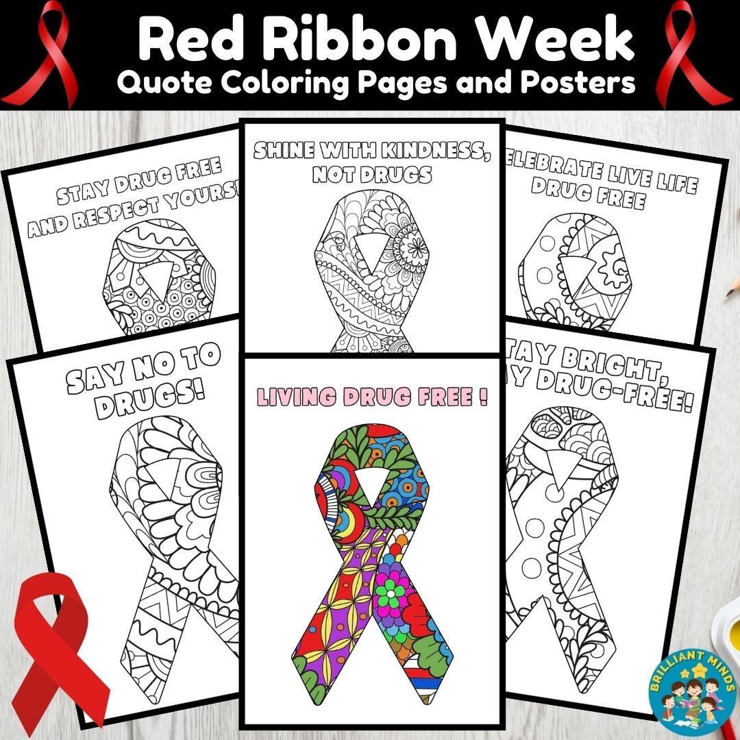 free red ribbon week coloring pages