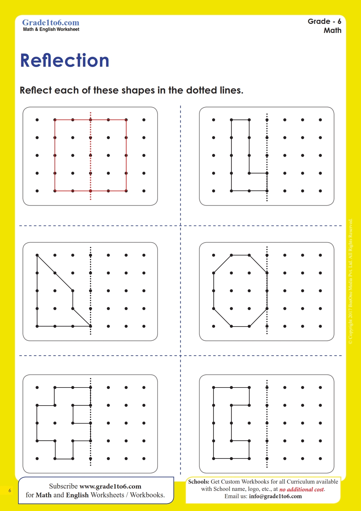 reflections math worksheet
