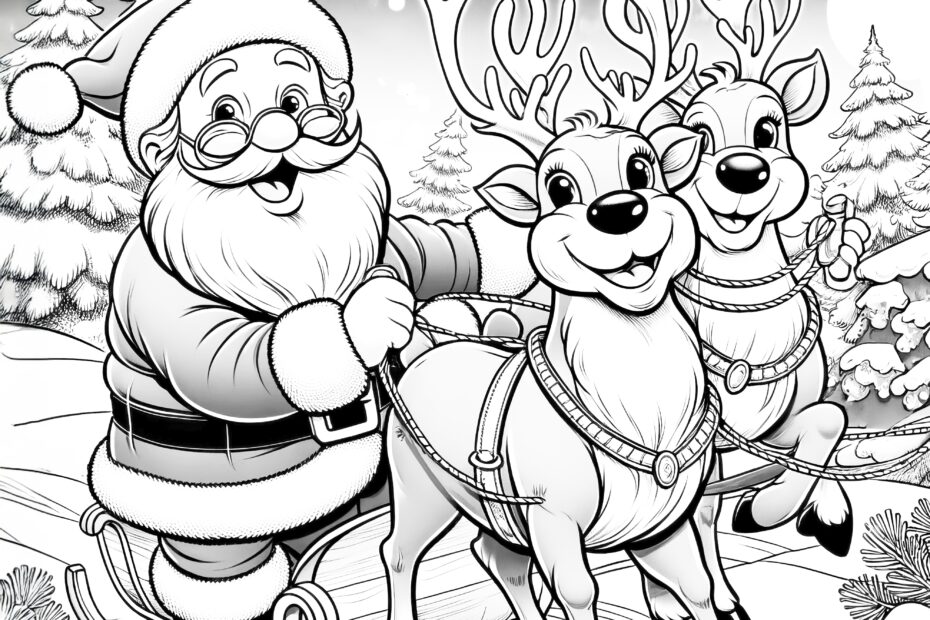 Reindeer Coloring Picture For Christmas free