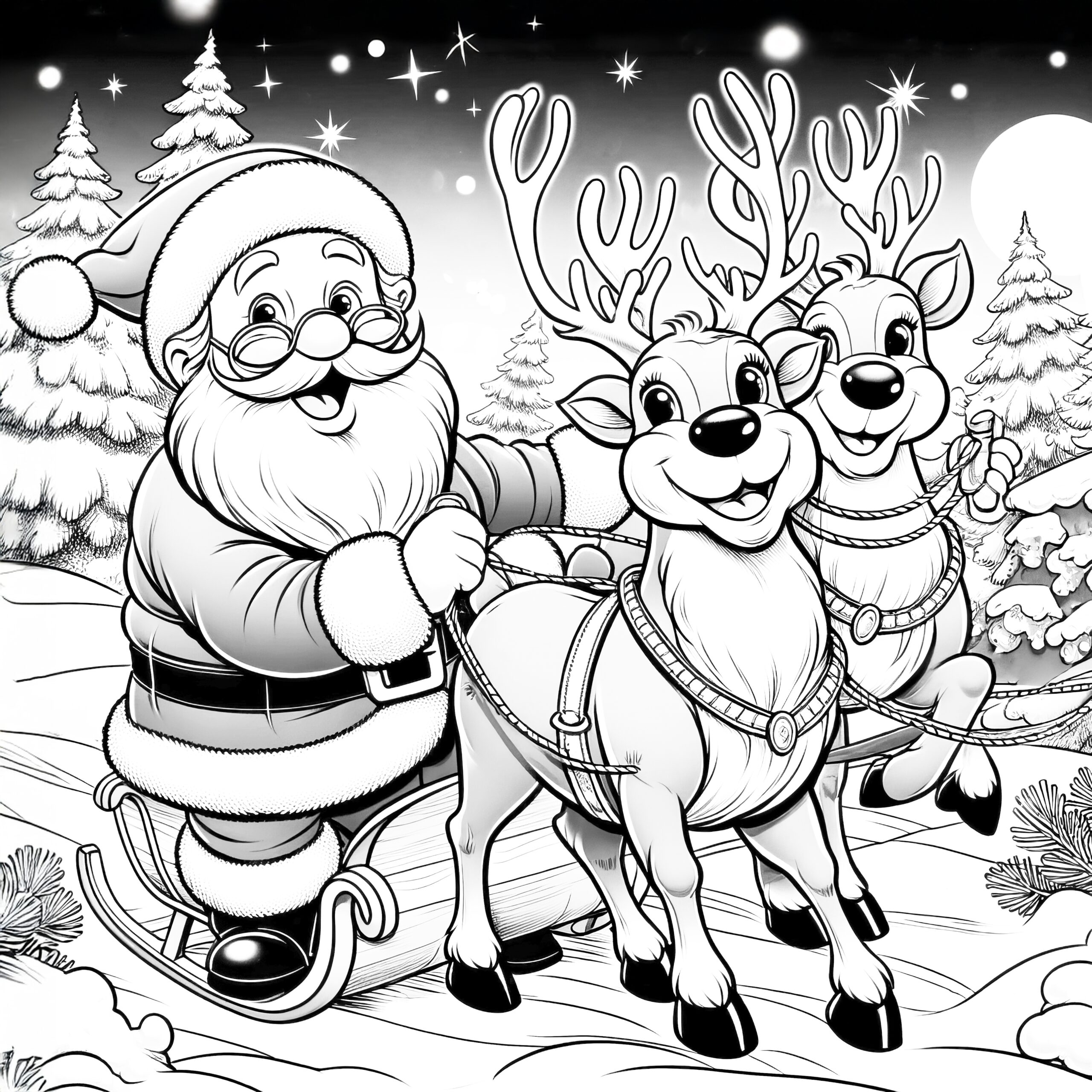 Reindeer Coloring Picture For Christmas free 