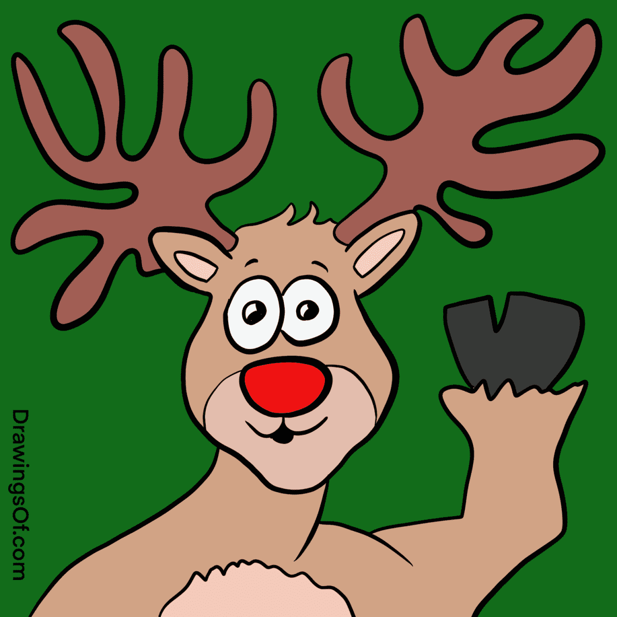 Reindeer Drawing Cute Easy Cartoon Instructions Drawings Of 