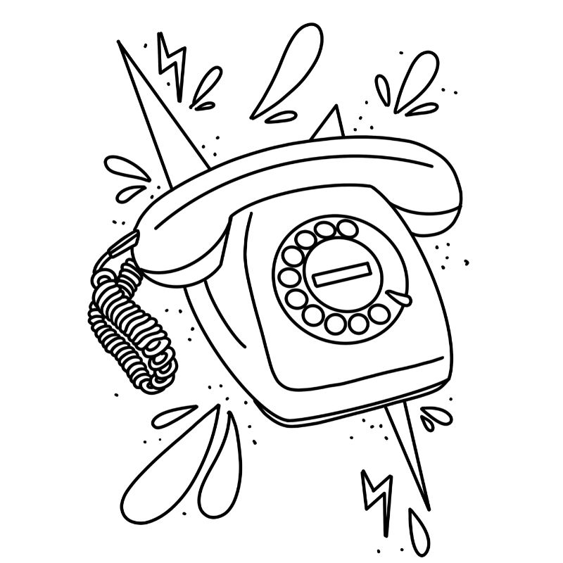 Retro 80s Telephone Free Colouring Page Lorelsberg