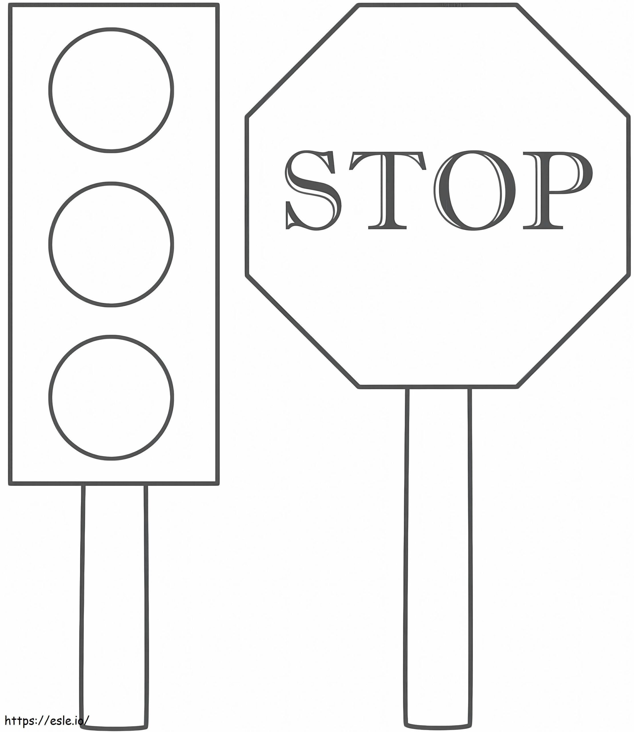 Road Safety Stop Sign Coloring Page