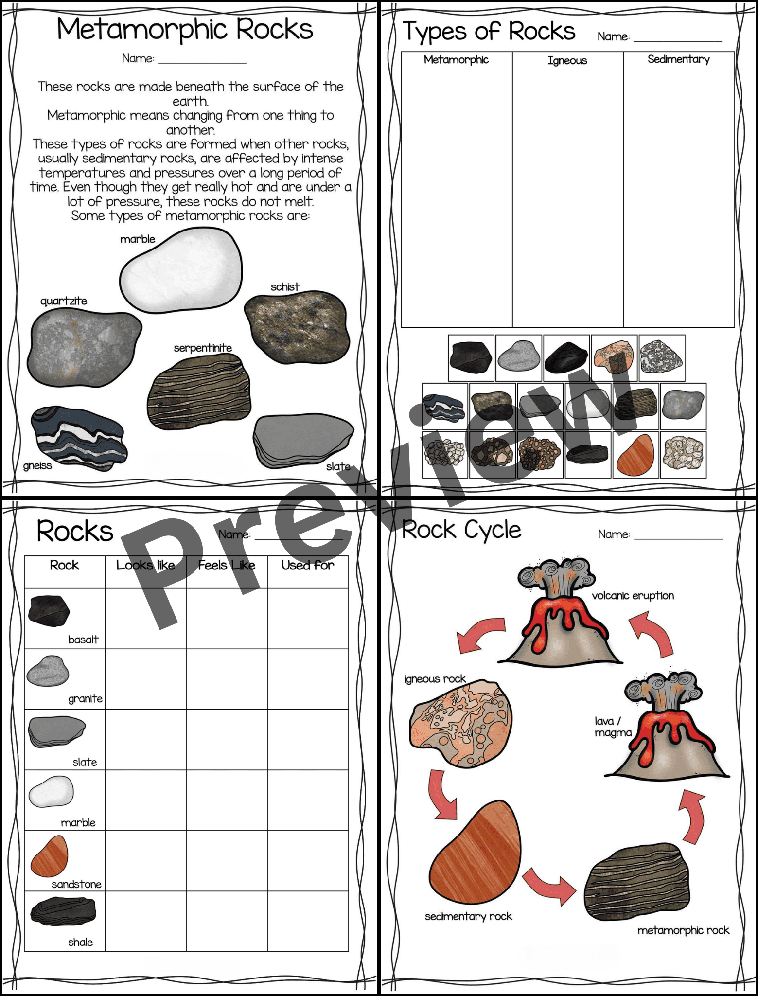 Rocks And Minerals Passages U0026 Worksheets Types Of Rocks U0026 Rock 