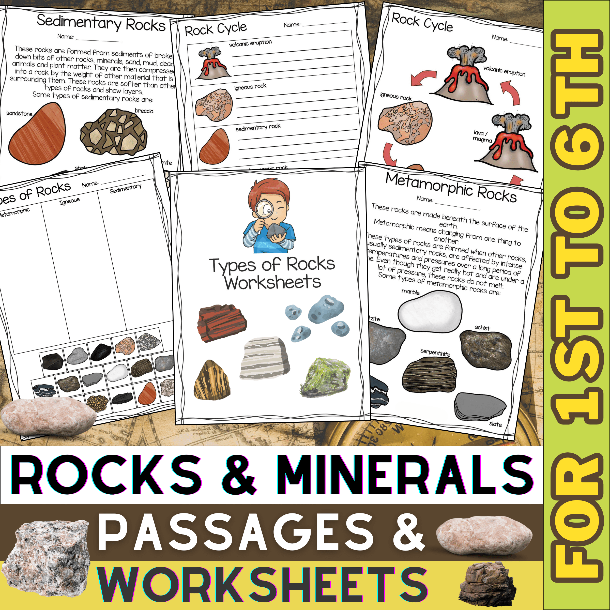 Rocks And Minerals Passages U0026 Worksheets Types Of Rocks U0026 Rock 