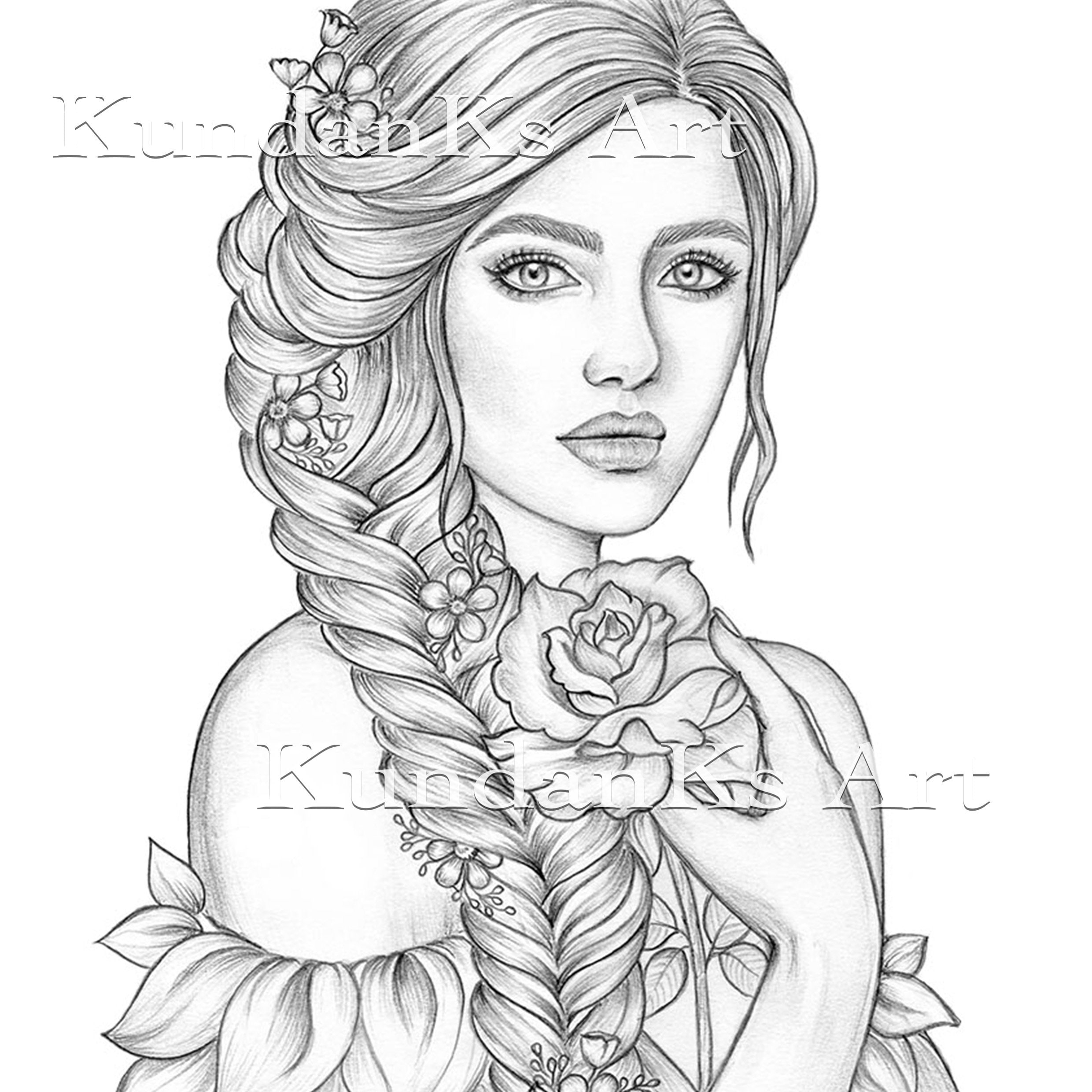 Rose Adult Coloring Pages Premium Coloring Pages line Art 