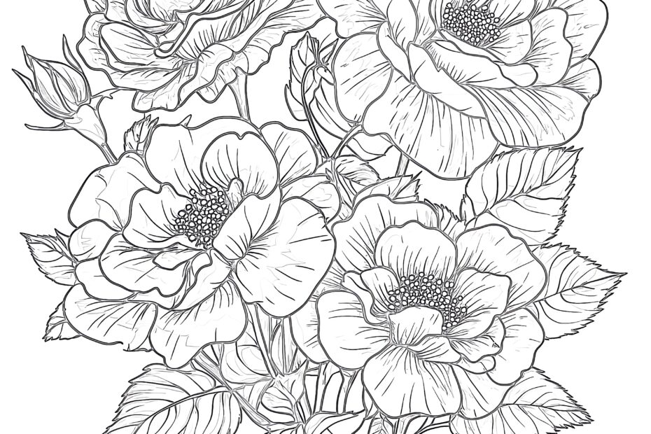 Rose Flower Coloring Page Coloring Pages Mimi Panda