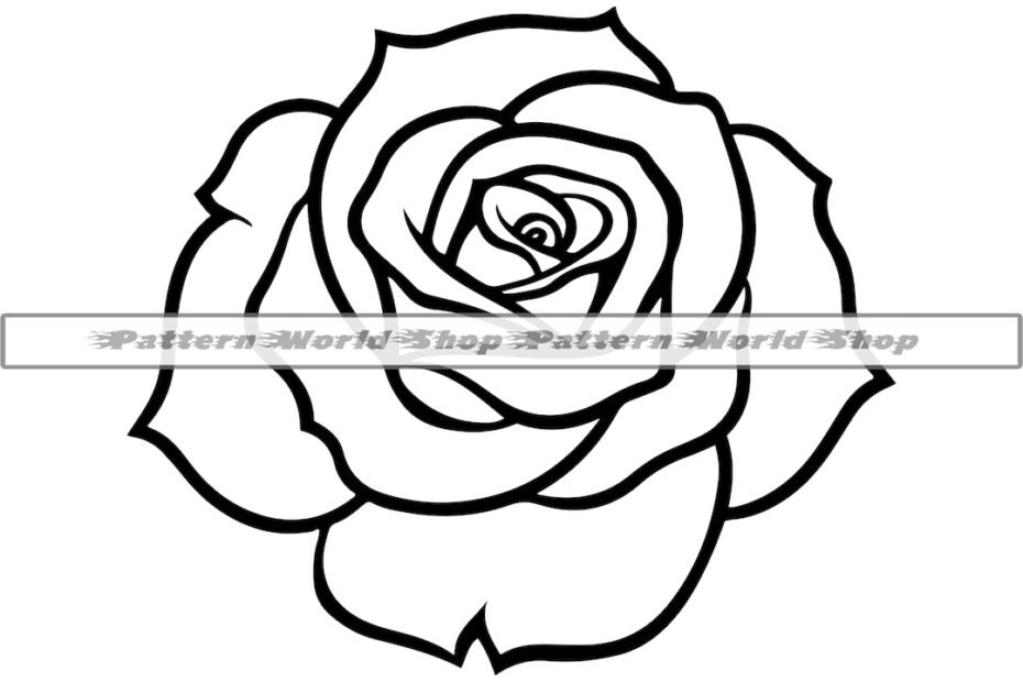 Rose Line Art Black Rose Outline Rose Svg Floral Svg Rose Clip Art Rose Template Flower Line Art Etsy