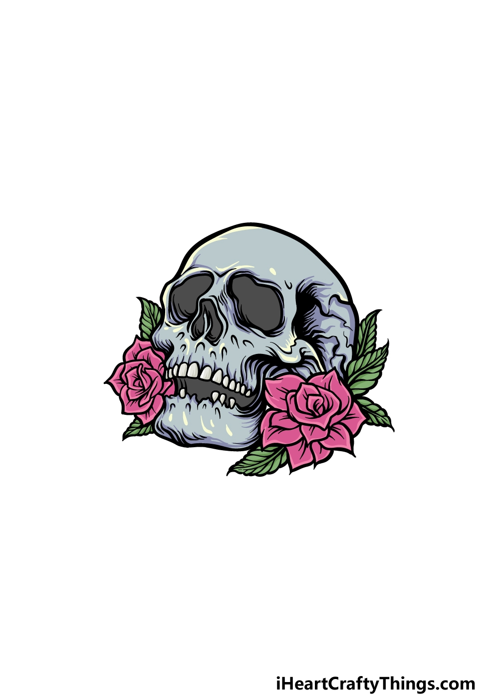 Rose Skull Drawing How To Draw A Rose Skull Step By Step