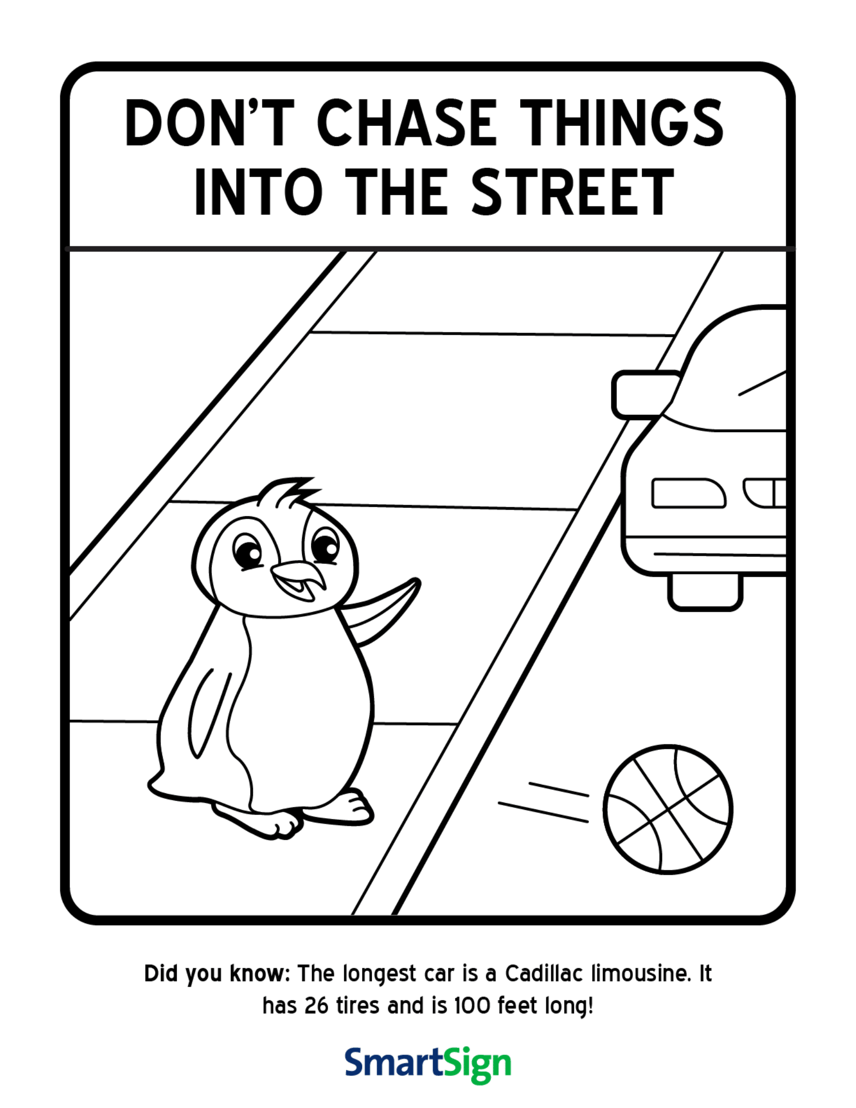 Safety Coloring Printable For Kids Don t Chase Balls Into The Street Pics4Learning