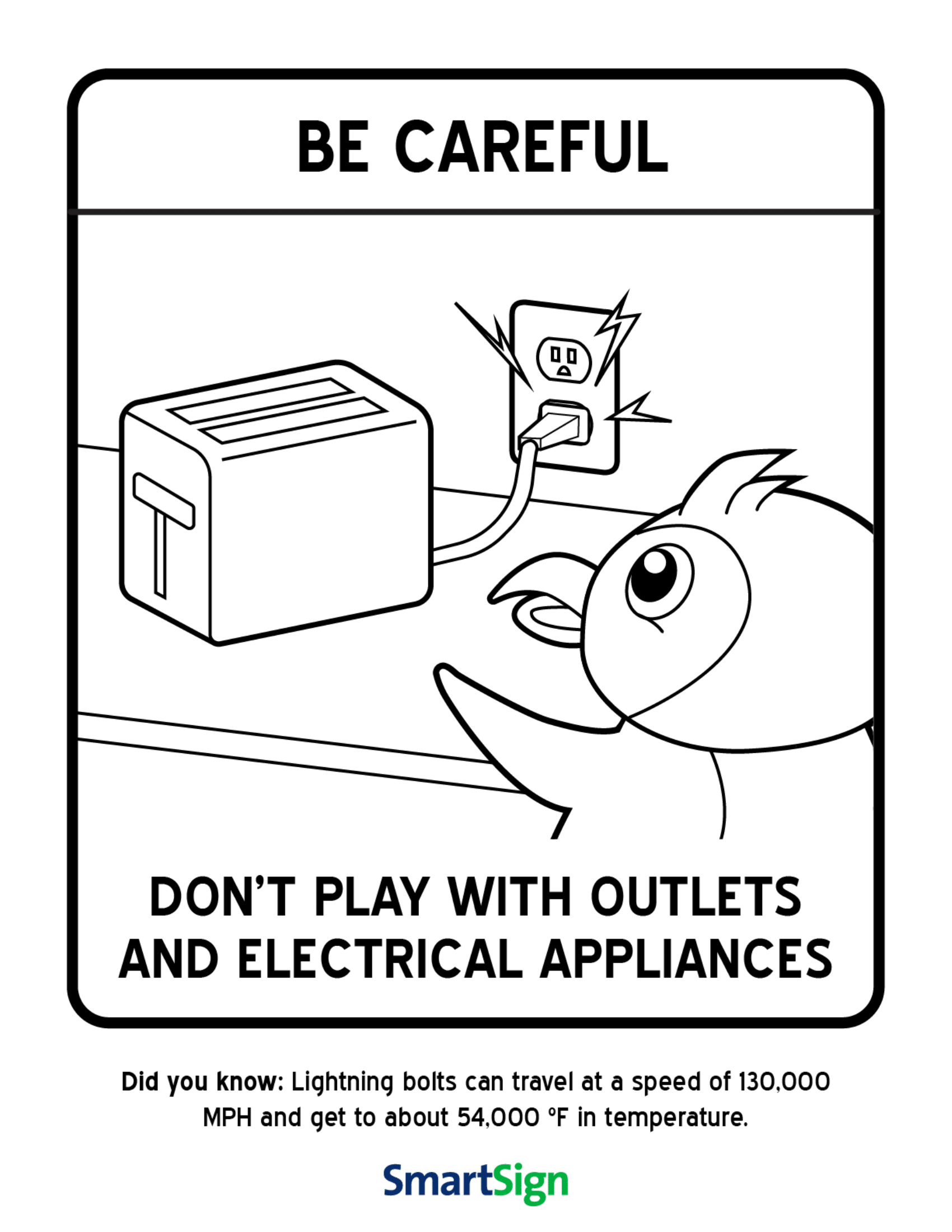Safety Coloring Printable For Kids Don t Play With Electrical 