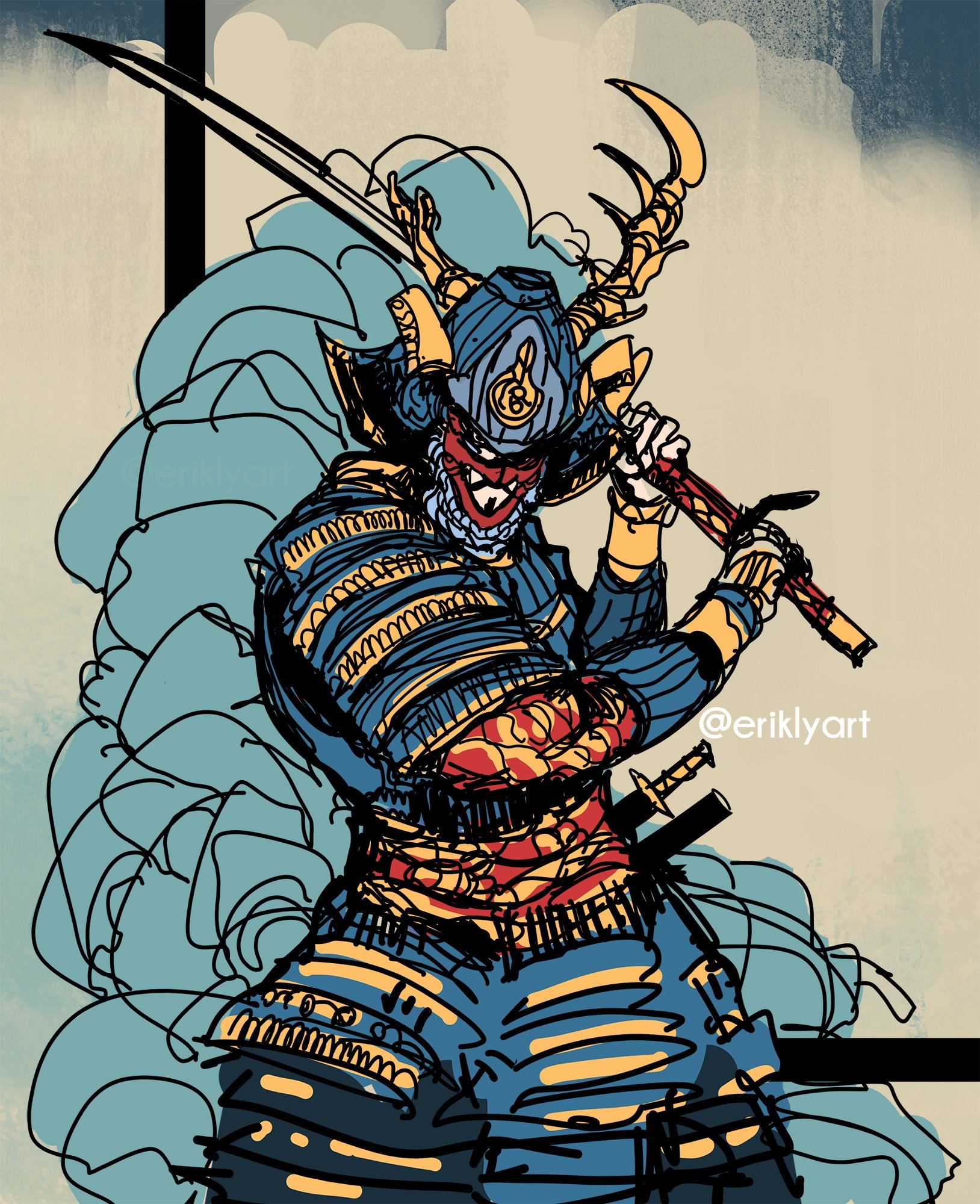 samurai drawing