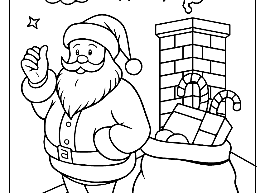 Santa Coloring Page Sketch Repo