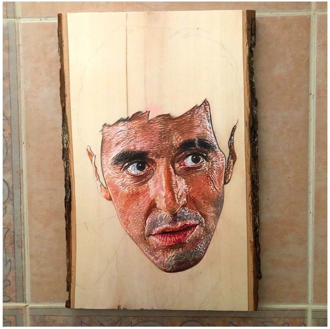 SCARFACE Color Pencil Drawing On Basswood 
