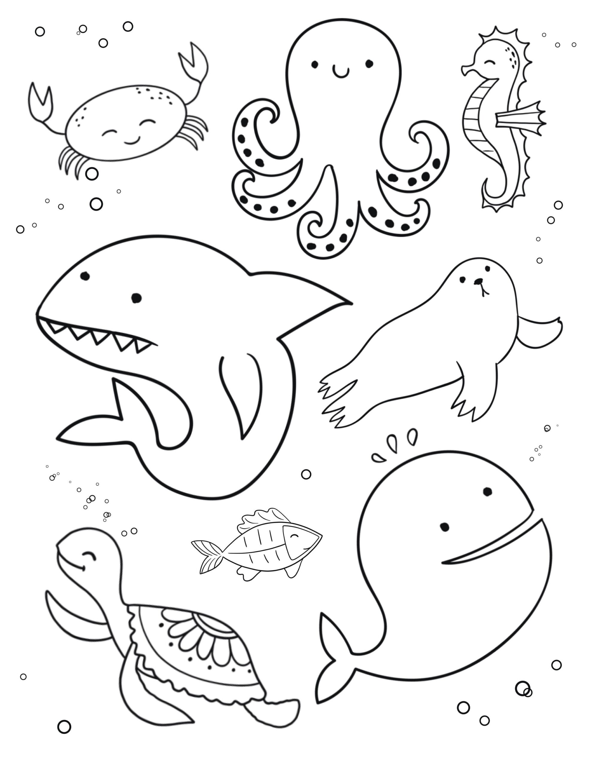 sea animals to color printable