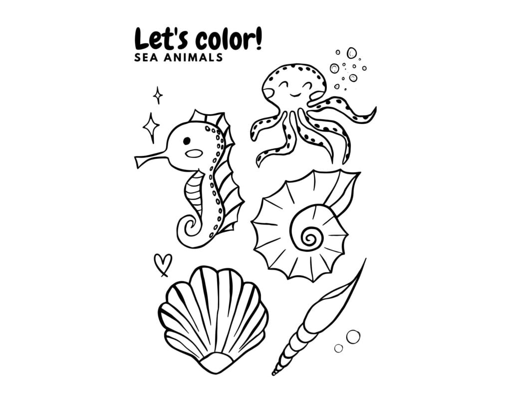 printable sea creature coloring pages