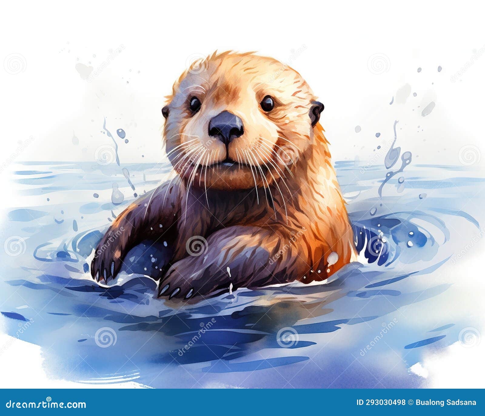 Sea Otter Drawing And A River Otter Drawing Stock Illustration 