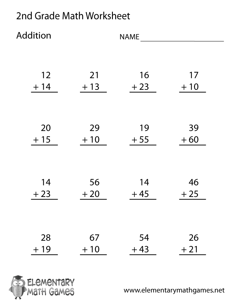 free second grade math worksheets