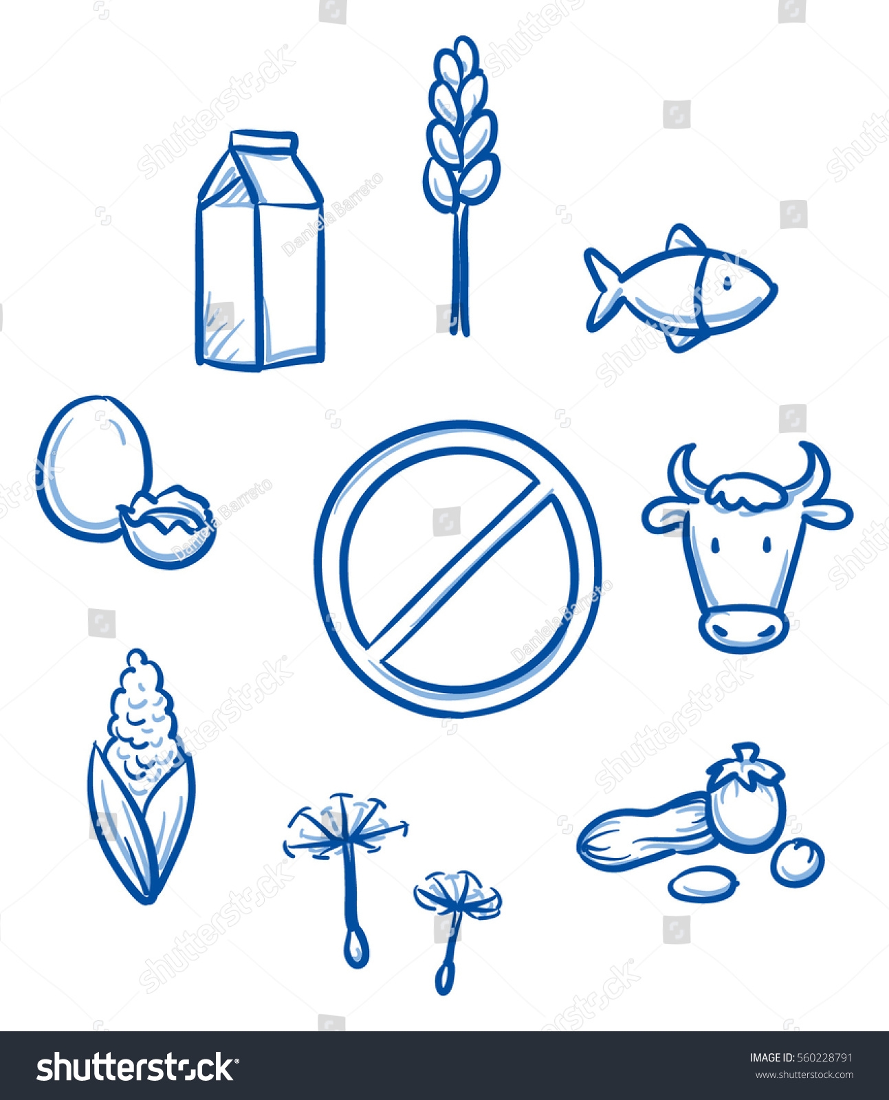 Set Different Food Allergy Icons Packaging Stock Vector Royalty 