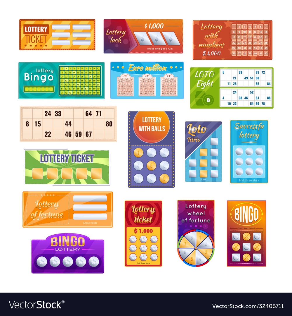 Set Different Lottery Tickets For Drawing Vector Image
