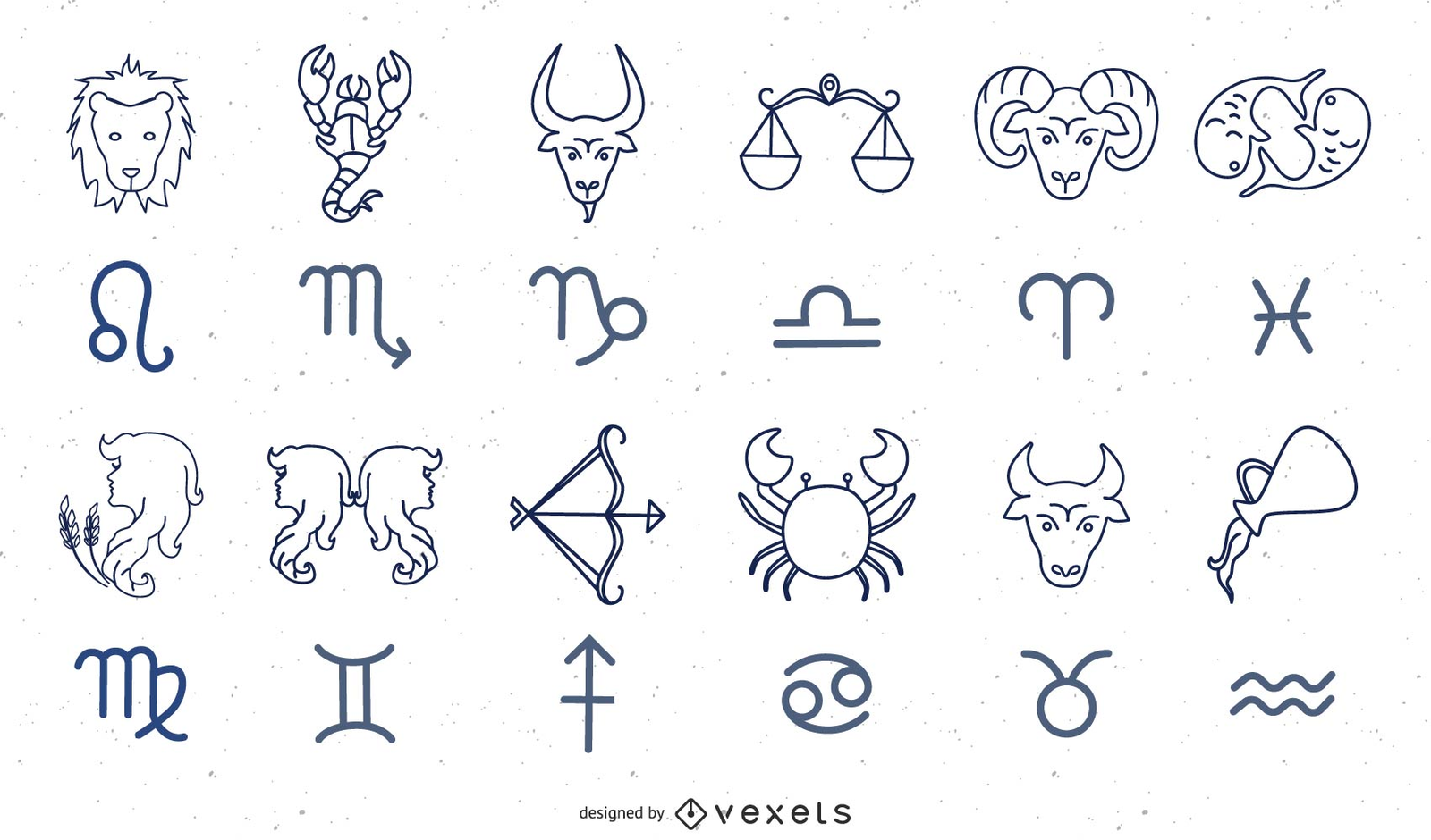 Set Of 12 Zodiac Signs Vector Graphic Vector Download