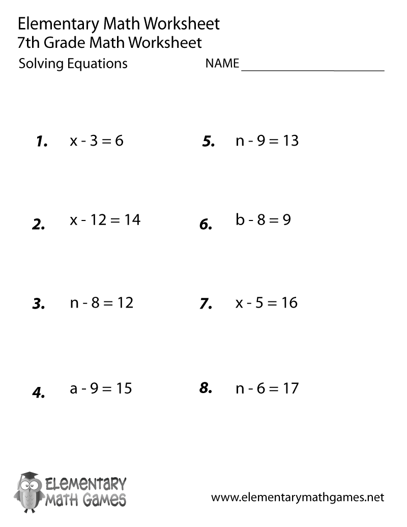 math worksheets for 7th graders