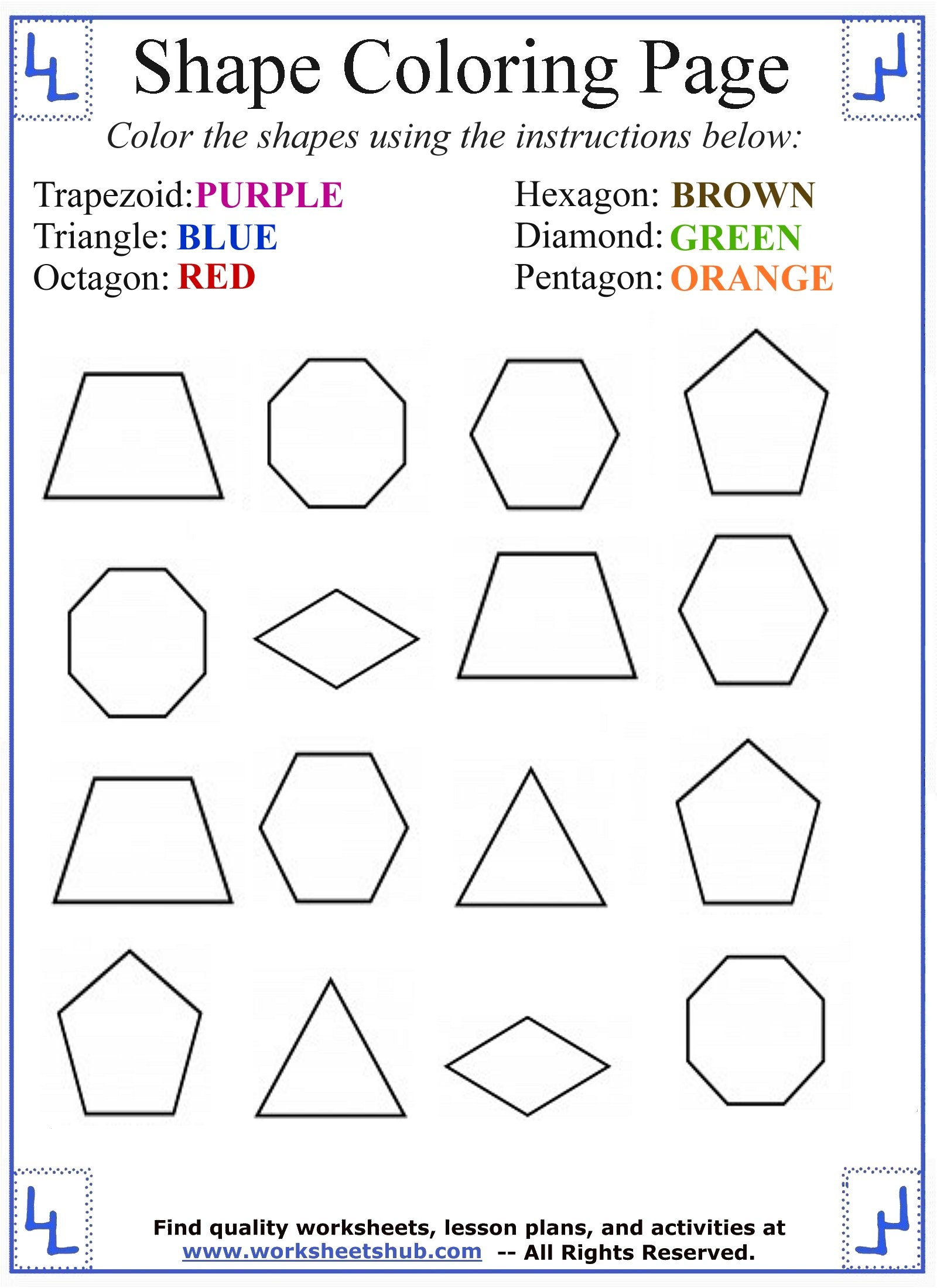 shapes coloring sheets
