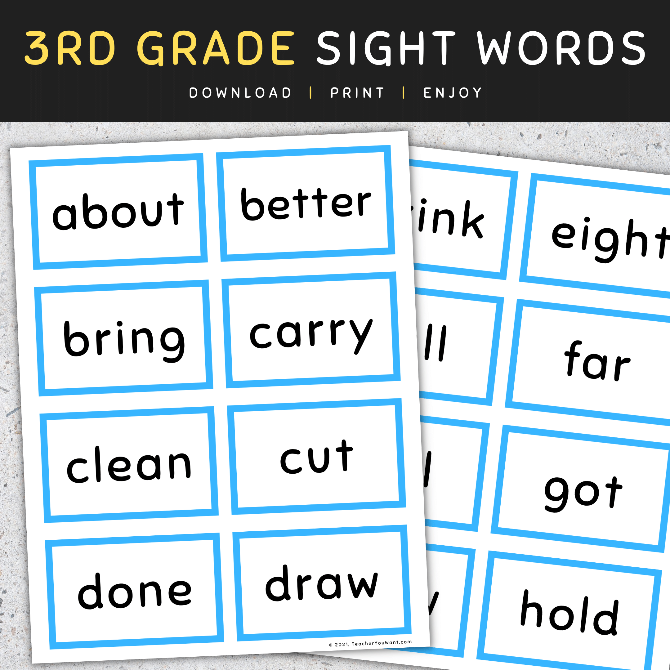 kindergarten sight word flashcards