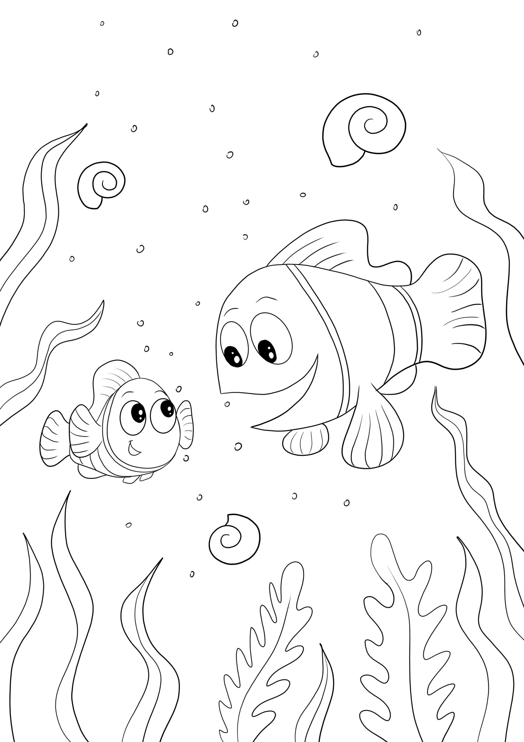 Simple And Easy Coloring Of Marlin Dory Nemo To Print For Free