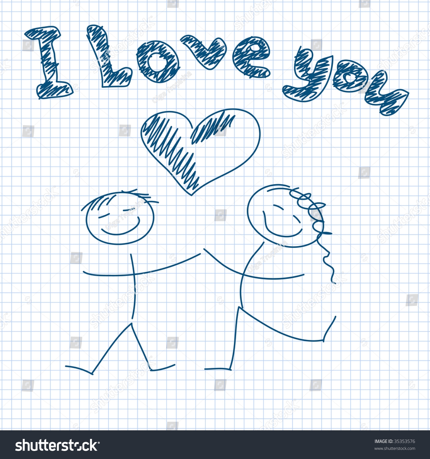 Simple Drawing Love You Vector Stock Vector Royalty Free 35353576 Shutterstock