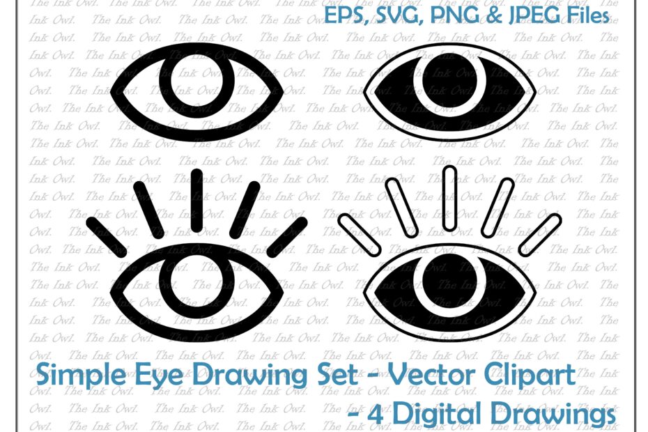 Simple Eye Graphic Drawing Vector Clipart Outline U0026 Stamp Illustrations PNG JPG SVG Eps Etsy