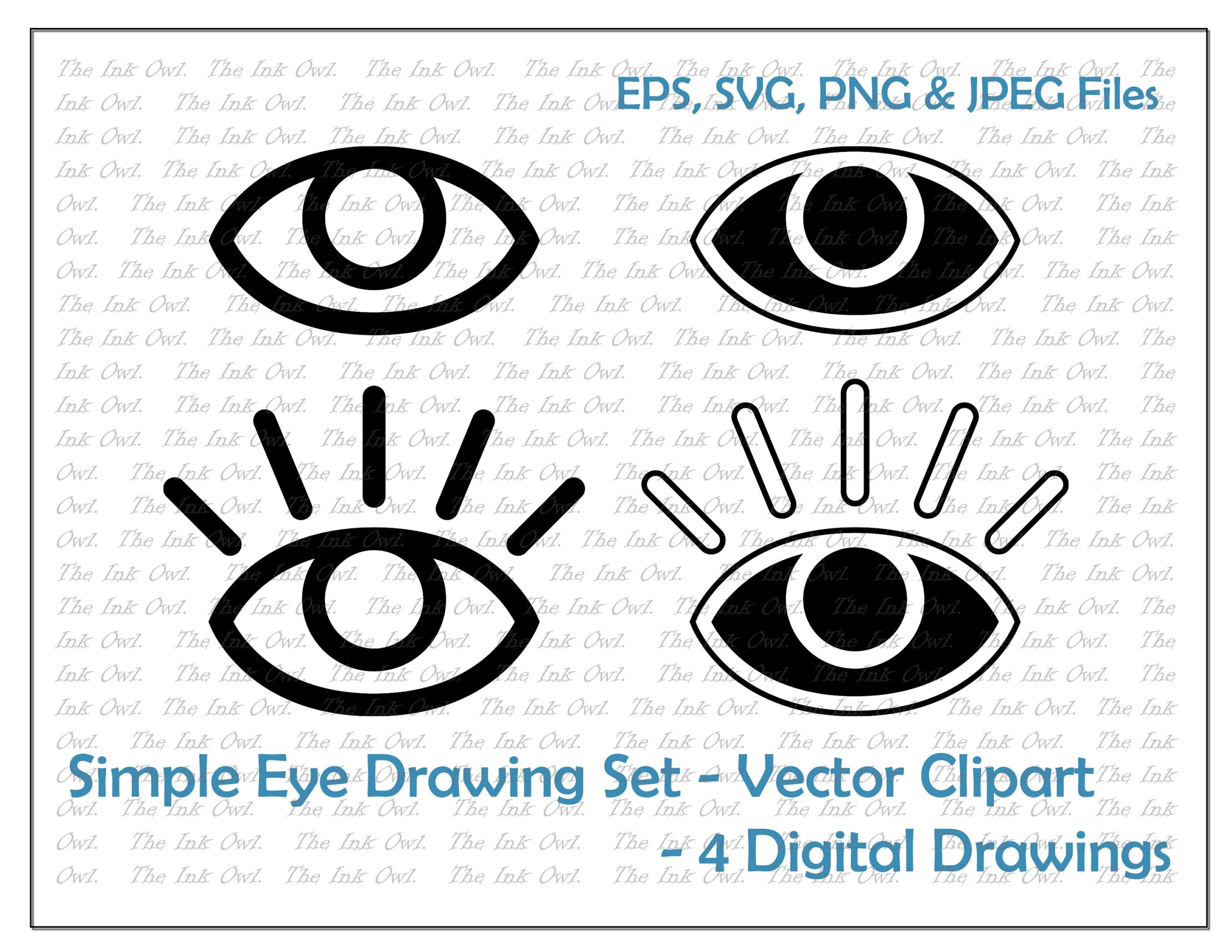 Simple Eye Graphic Drawing Vector Clipart Outline U0026 Stamp Illustrations PNG JPG SVG Eps Etsy