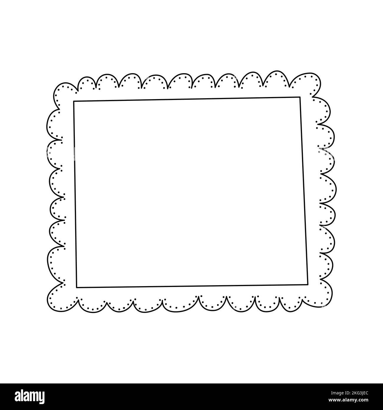 Simple Linear Rectangular Photo Frame Hand Draw Doodle Style 