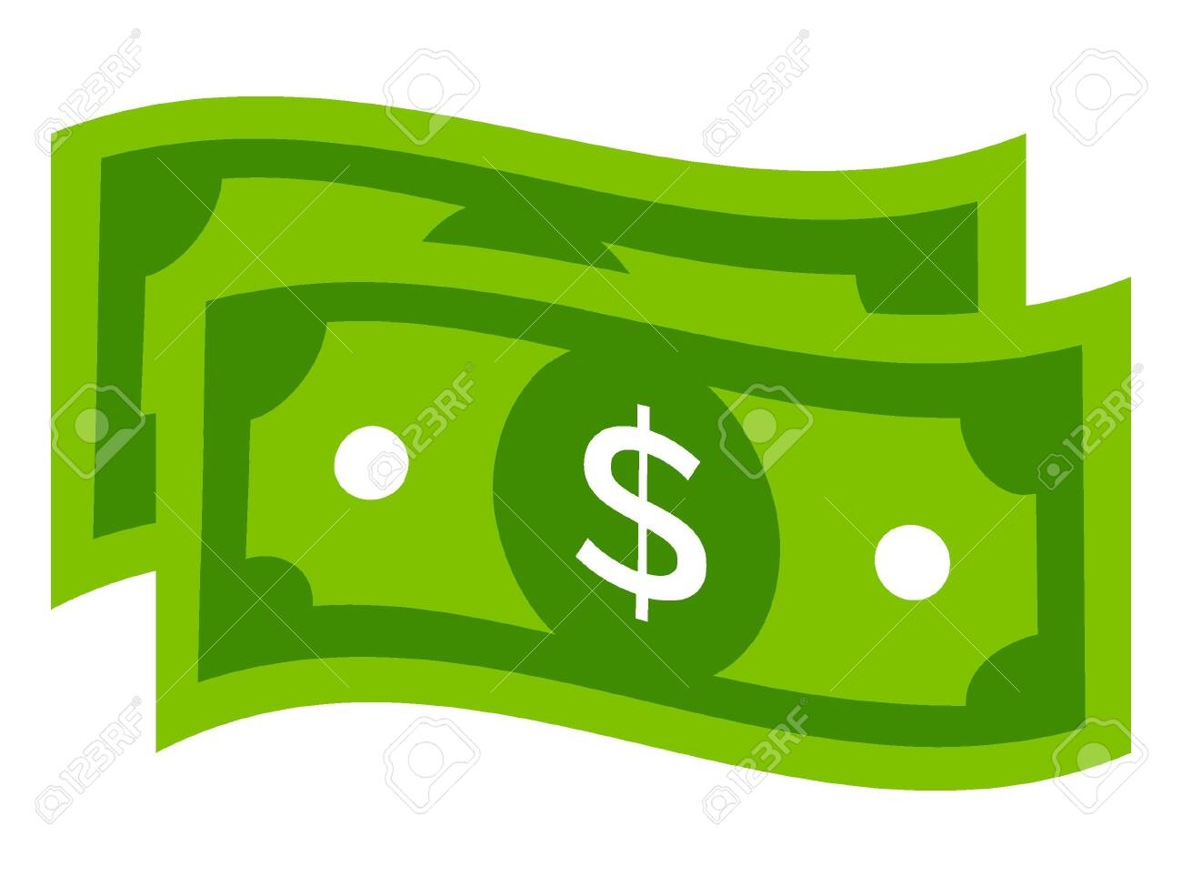 Simple Silhouette Drawing Of Green US Dollar Bills Royalty Free 