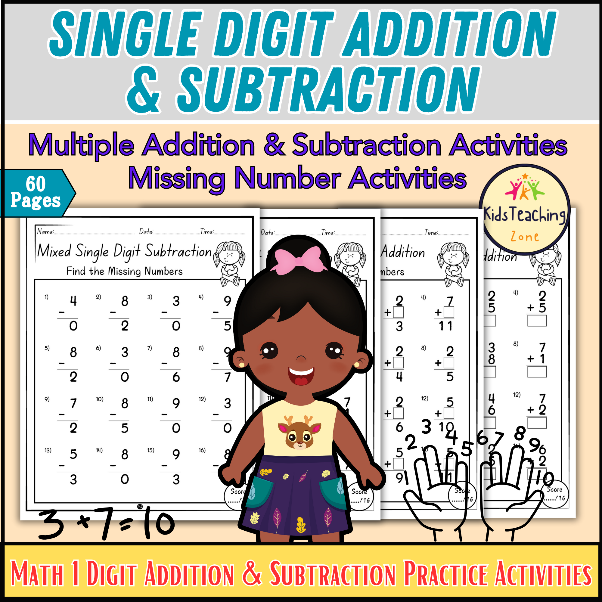 Single Digit Addition U0026 Subtraction Worksheets Mixed Numbers 0 To 9 Teacher Professional Development