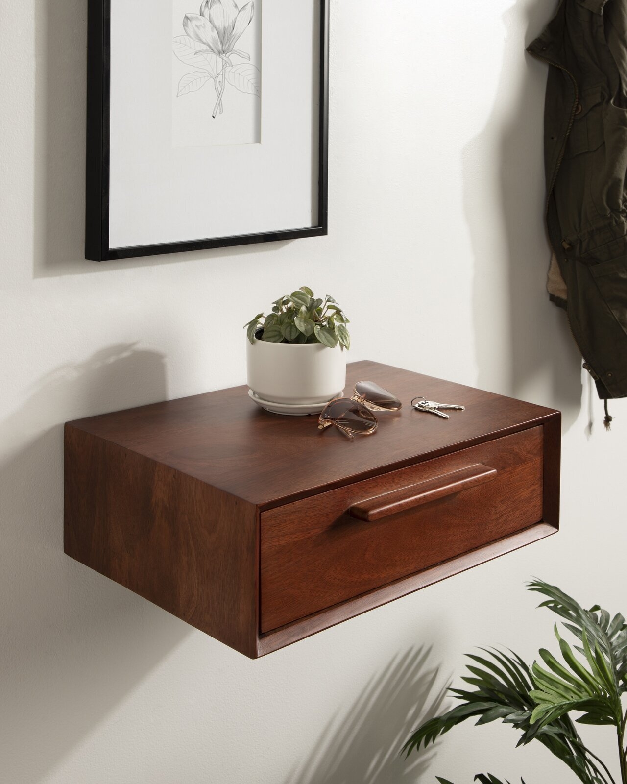 Single Drawer Shelf In Mid Century Modern
