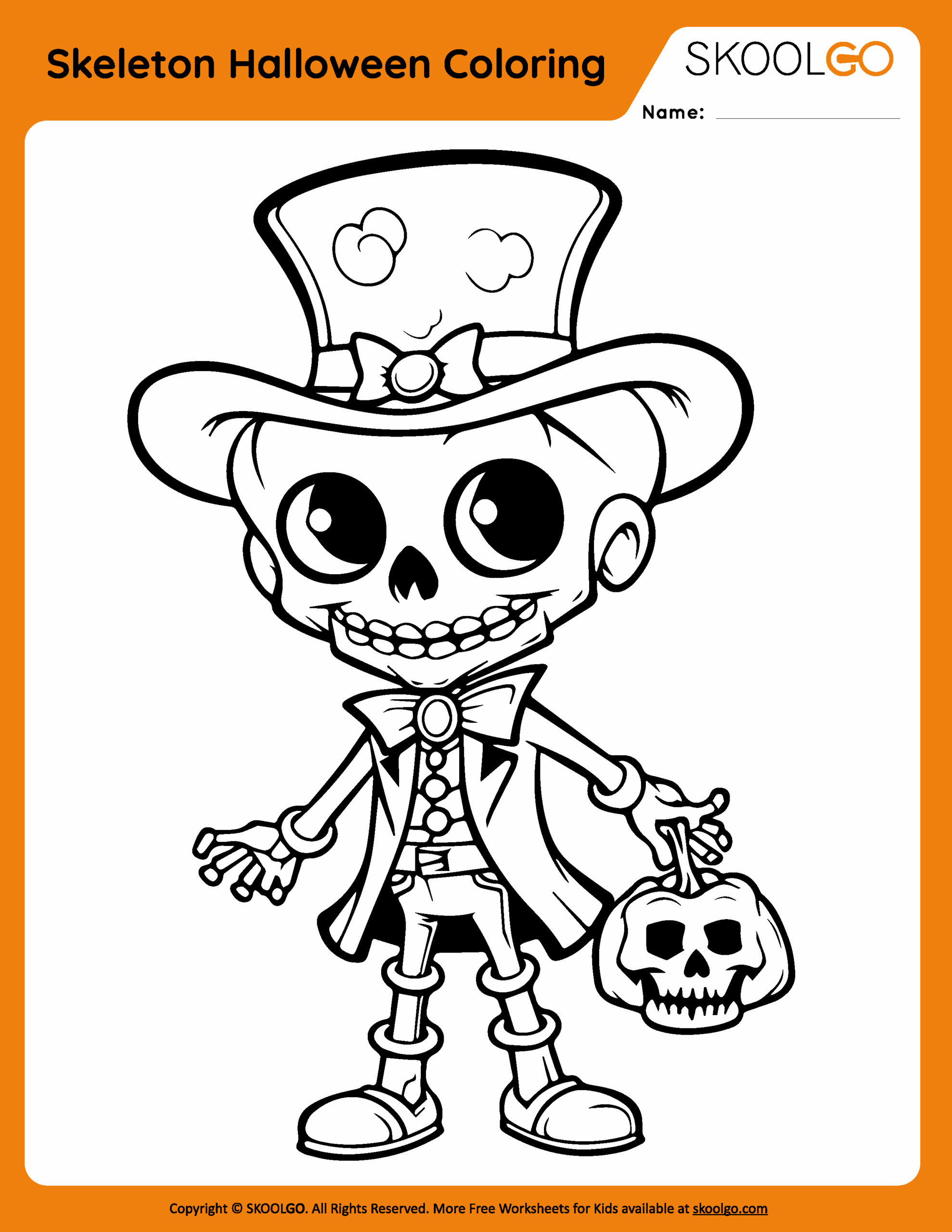 free printable halloween skeleton coloring pages