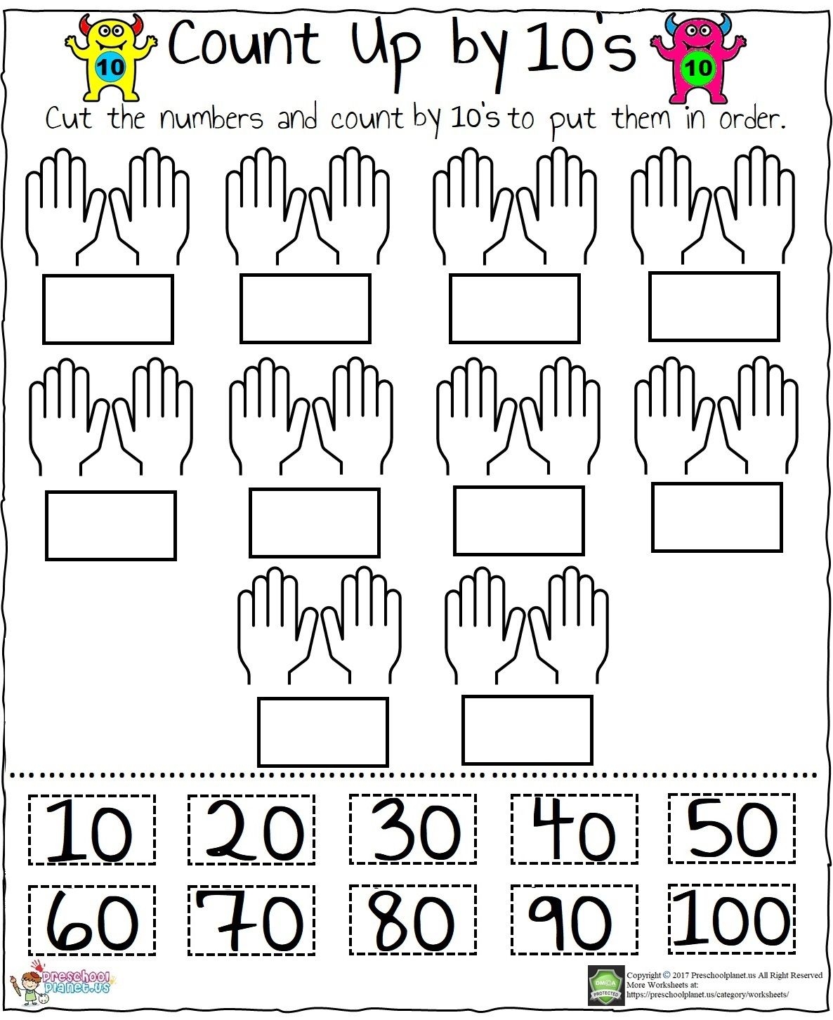 Skip Counting By 10s Worksheet Counting By 10 Kindergarten Worksheets Library