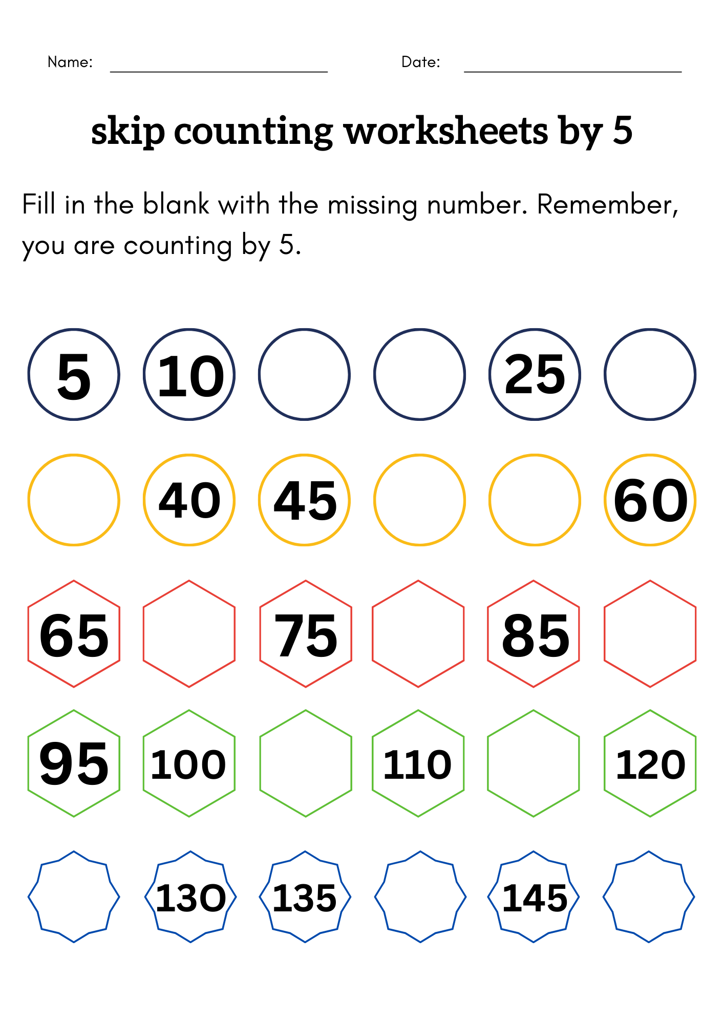 skip counting by 5