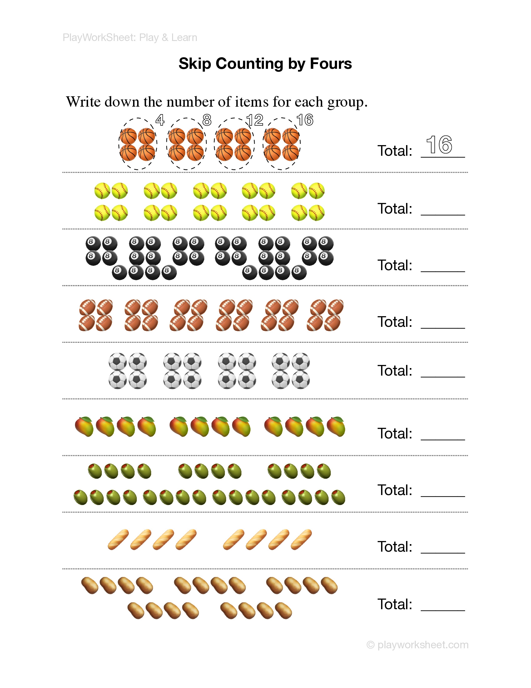 Skip Counting By Fours Free Printables For Kids