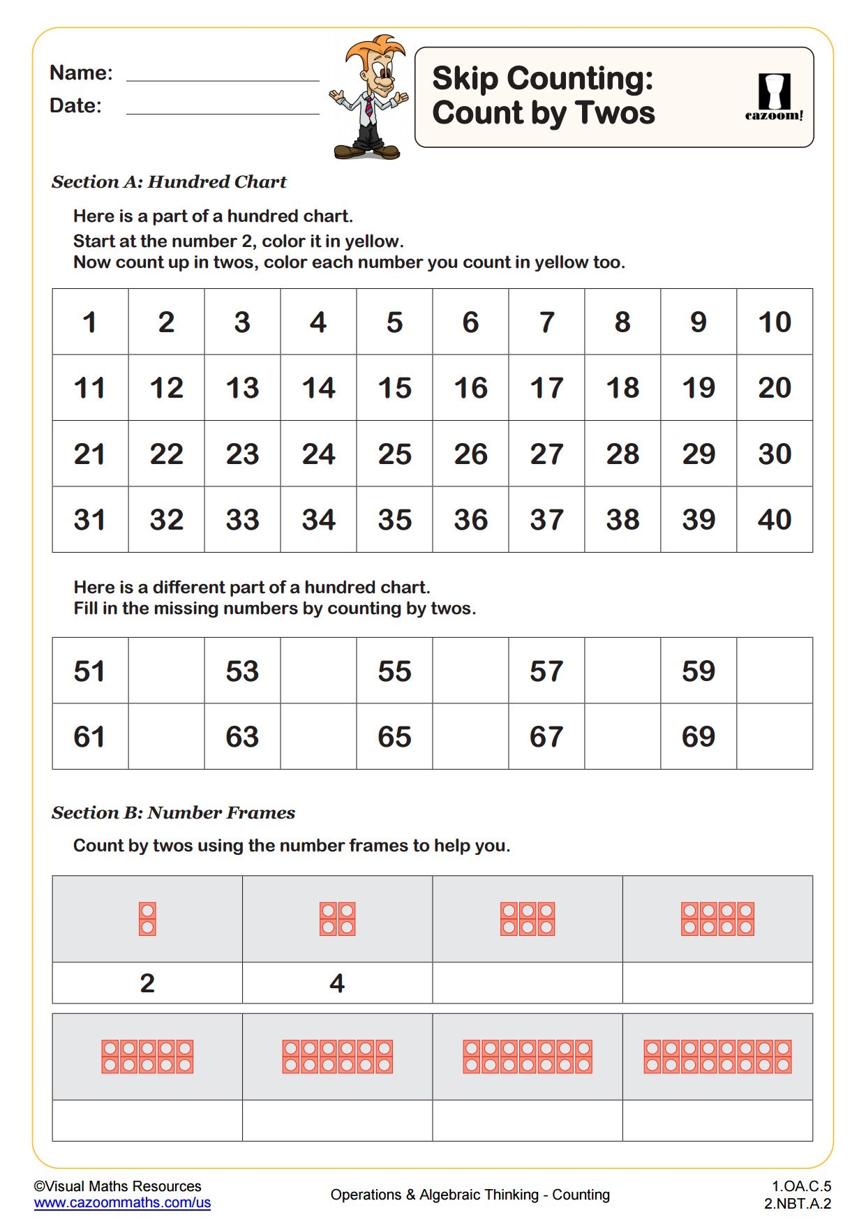 Skip Counting count By 2s 1st Grade PDF Operations And 