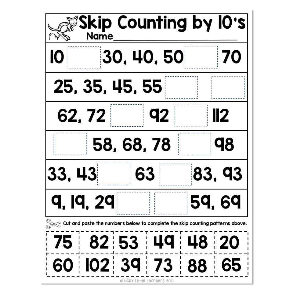 Skip Counting Number Line Worksheet 1 Skip Counting By 10 Worksheets Library