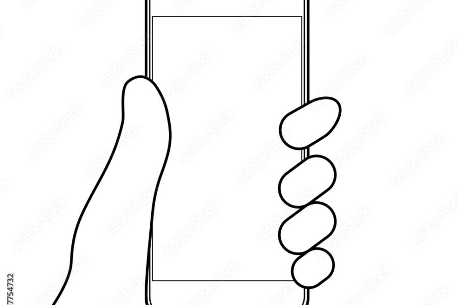 Smartphone In Hand Holding Mobile Phone Hand With Phone Line