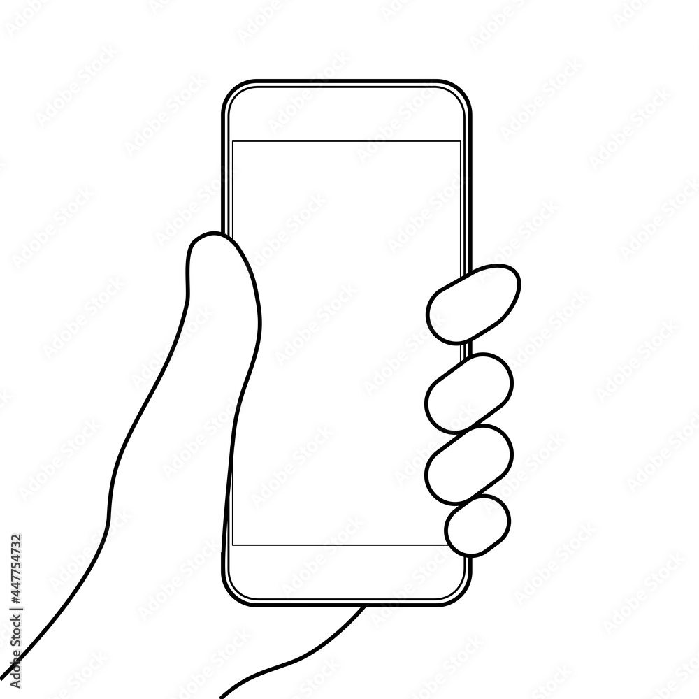 Smartphone In Hand Holding Mobile Phone Hand With Phone Line 